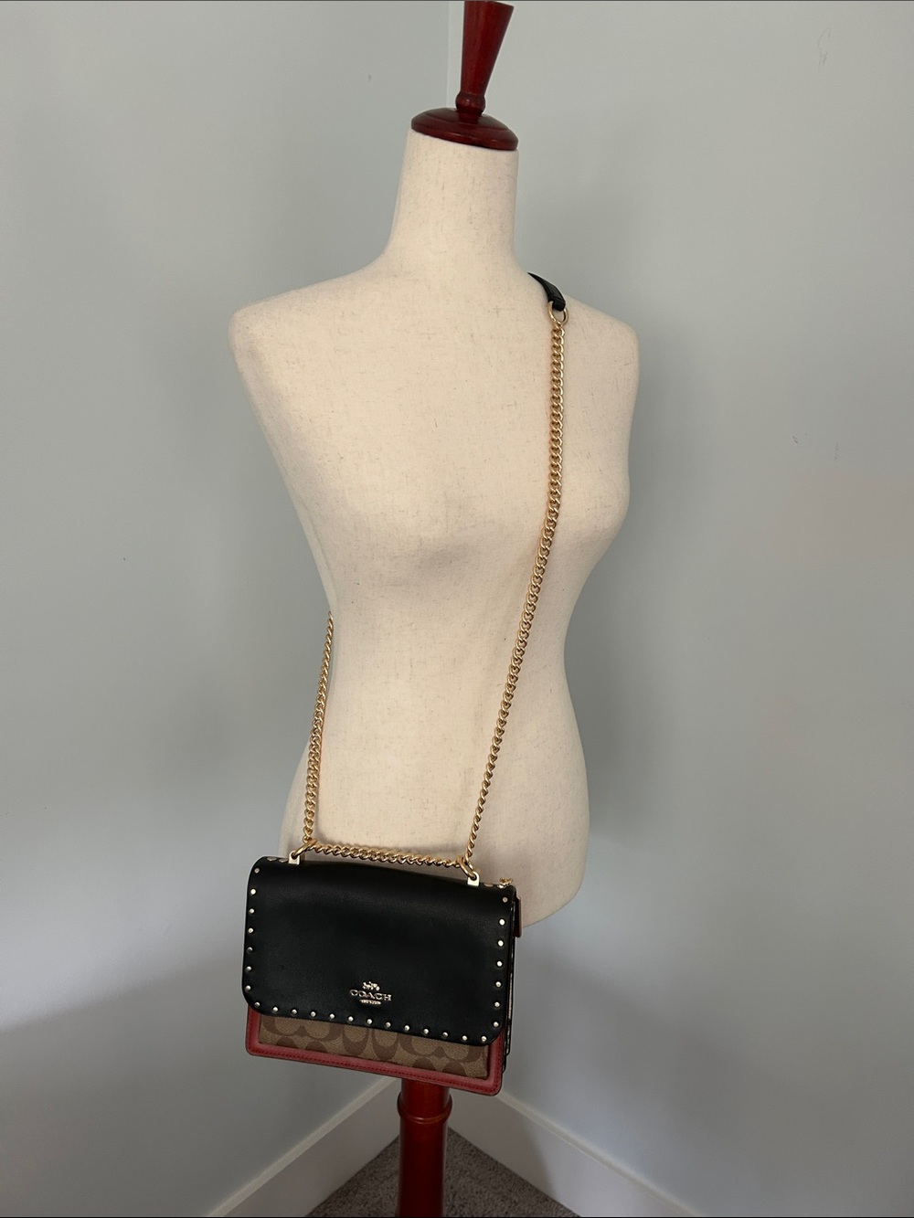 NWOT Coach Klare Black, Brown & light brown Signature Chain Crossbody - Picture 3 of 16